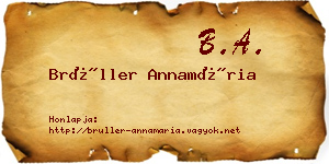 Brüller Annamária névjegykártya